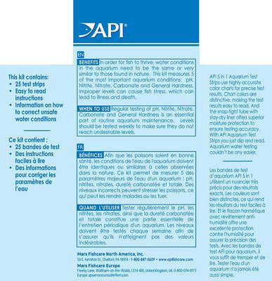 Show full view: API 5 in 1 Freshwater & Saltwater Aquarium Test Strips, 25 count slide 2 of 10