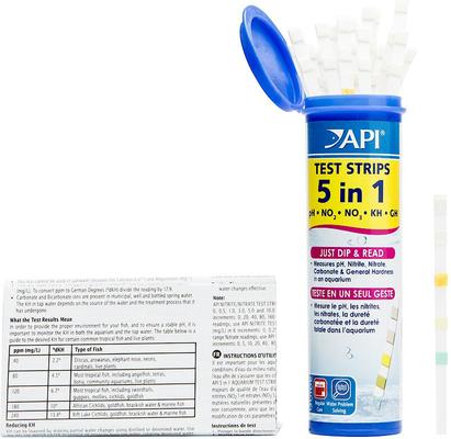 Show full view: API 5 in 1 Freshwater & Saltwater Aquarium Test Strips, 25 count slide 3 of 10