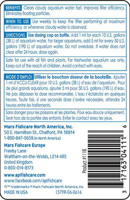 Show full view: API Accu-Clear Freshwater Aquarium Clarifier, 4-fl oz bottle slide 2 of 9