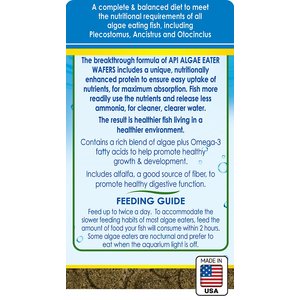 API Algae Eater Wafers Fish Food, 6.4-oz bottle