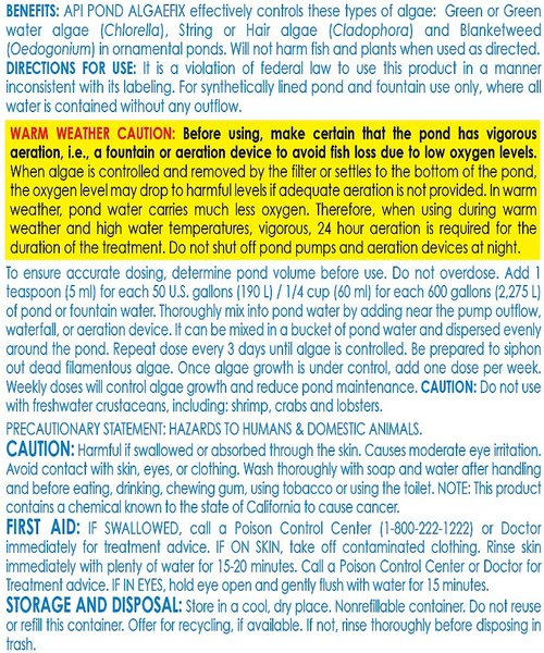 Show full view: API Pond Accu-Clear Clarifier, 1-gal bottle & API Pond Algaefix Algae Control Solution, 1-gal bottle slide 5 of 5
