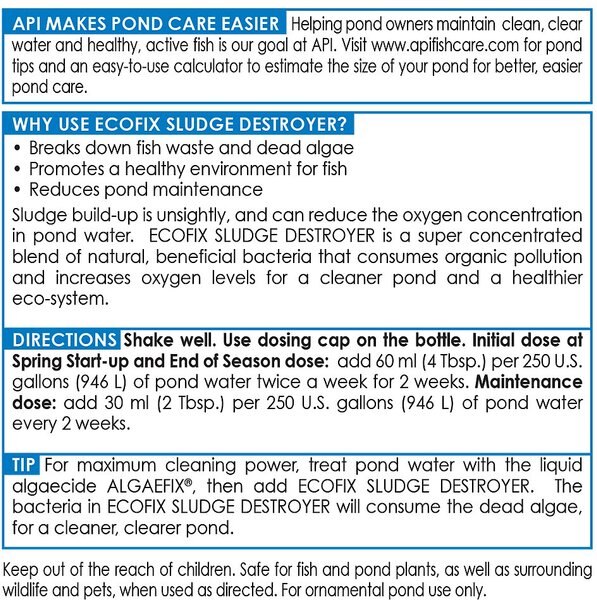 API Pond Ecofix Sludge Destroyer Pond Water Clarifier & Sludge Remover