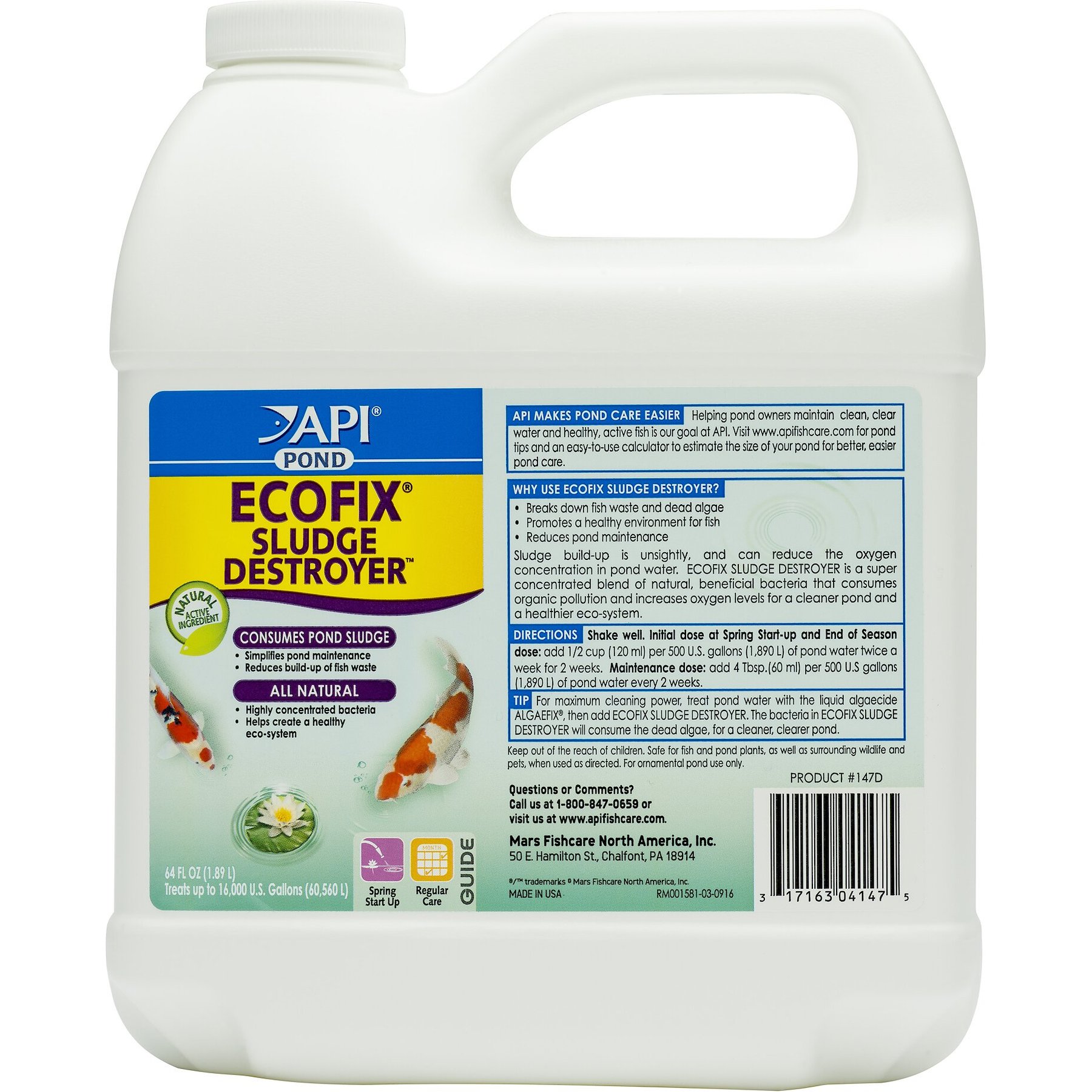 API Pond Ecofix Sludge Destroyer Pond Water Clarifier & Sludge Remover, 64-fl oz bottle