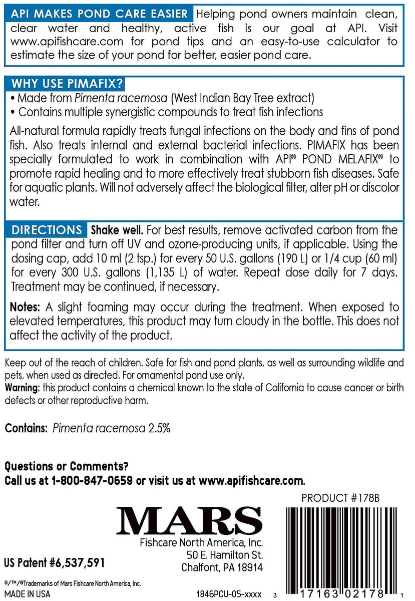 API Pond Pimafix Antifungal Pond Fish Infection Remedy, 16-oz bottle ...