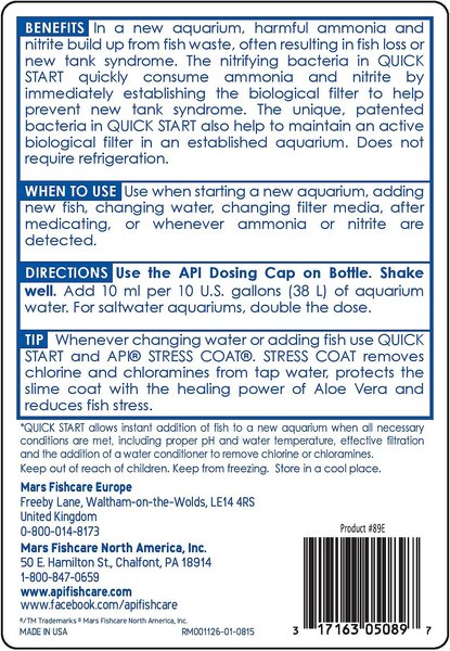 API Quick Start Freshwater & Saltwater Aquarium Water Treatment
