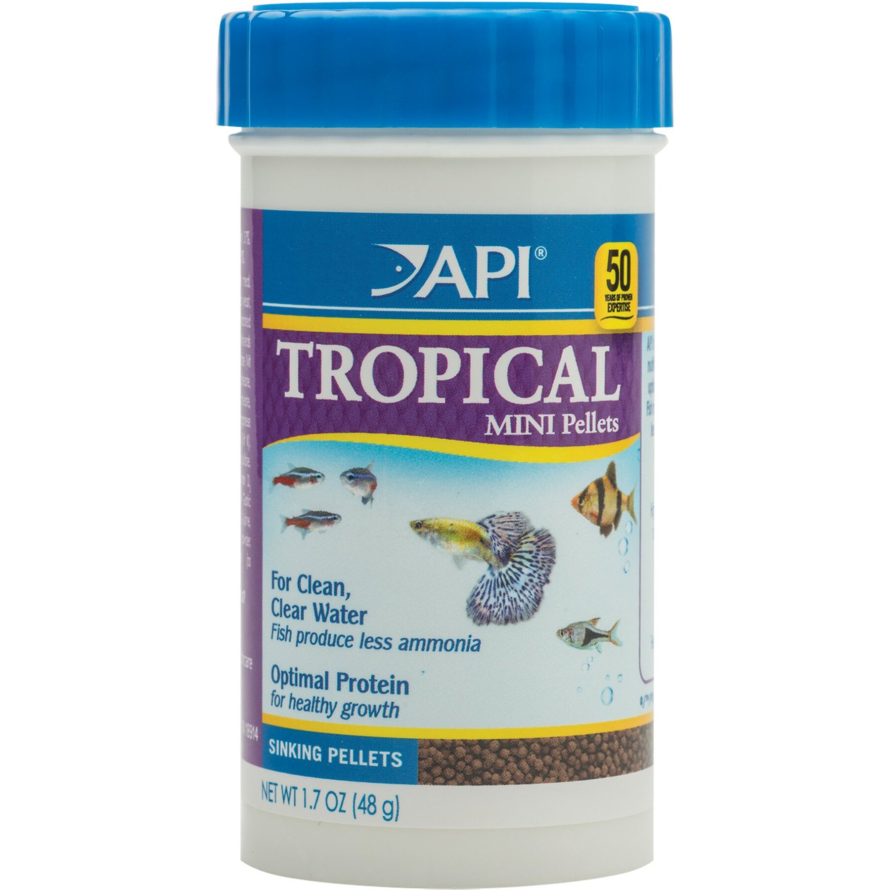 API Optimal Protein Sinking Mini Pellets Tropical Fish Food, 1.7-oz
