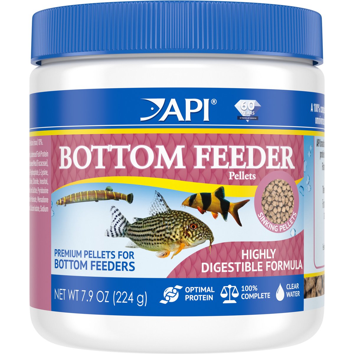 API Bottom Feeder Optimal Protein Sinking Shrimp Fish Food, 7.9-oz