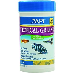 API Tropical Greens Flakes Algae & Plant Eating Fish Food, 1.1-oz bottle