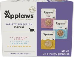 Applaws Broth Variety Pack Wet Cat Food, 2.47-oz, case of 12