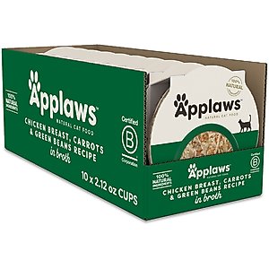 Applaws Chicken Breast, Carrots & Green Beans Recipe in Broth Wet Cat Food, 2.12-oz cup, case of 10