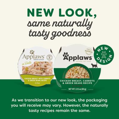 Show full view: Applaws Chicken Breast, Carrots & Green Beans Recipe in Broth Wet Cat Food, 2.12-oz cup, case of 10 slide 3 of 11