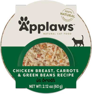 Show full view: Applaws Chicken Breast, Carrots & Green Beans Recipe in Broth Wet Cat Food, 2.12-oz cup, case of 10 slide 9 of 11