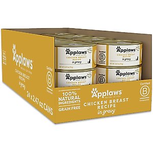 Applaws Chicken Breast in Gravy Limited Ingredient Canned Wet Cat Food, 2.47-oz can, case of 24