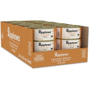 Applaws Chicken Breast & Tuna Fillet in Broth Wet Cat Food, 5.5-oz can, case of 24