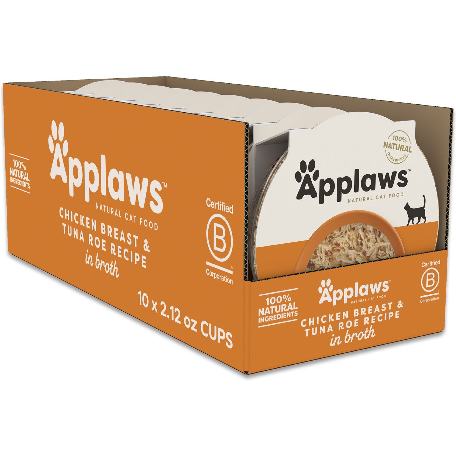 Applaws Chicken Breast & Tuna Roe Recipe in Broth Wet Cat Food, 2.12-oz cup, case of 10