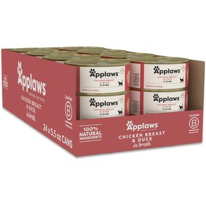 Applaws Chicken Breast with Duck in Broth Wet Cat Food, 5.5-oz can, case of 24
