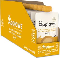 Applaws Chicken Broth with Chicken Breast Bone Broth Wet Cat Food Toppers, 3-oz pouch, 12 count