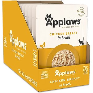 Applaws Chicken in Broth Limited Ingredient Wet Cat Food, 5.3-oz pouch, case of 12