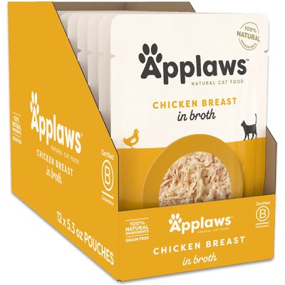 Applaws Applaws Chicken in Broth Limited Ingredient Wet Cat Food, 5.3-oz pouch, case of 12