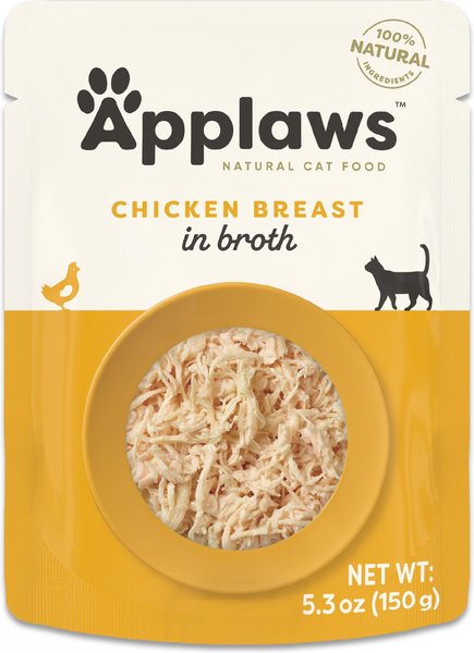 Applaws Chicken in Broth Limited Ingredient Wet Cat Food, 5.3-oz pouch, case of 12