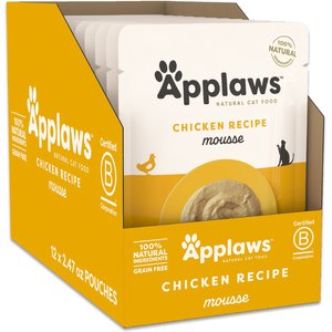 Applaws Chicken Mousse Wet Cat Food, 2.47-oz pouch, case of 12