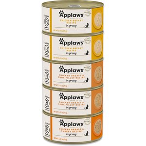 Applaws Chicken Selection in Gravy Adult Wet Cat Food, 2.47-oz can, 5 count