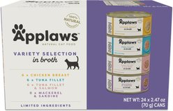 Applaws Chicken Variety Pack Broth Selection Grain-Free Wet Cat Food, 2.47-oz can, case of 24