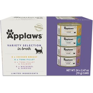 Applaws Chicken Variety Pack Broth Selection Grain-Free Wet Cat Food, 2.47-oz can, case of 24