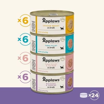 Show full view: Applaws Chicken Variety Pack Broth Selection Grain-Free Wet Cat Food, 2.47-oz can, case of 24 slide 5 of 10