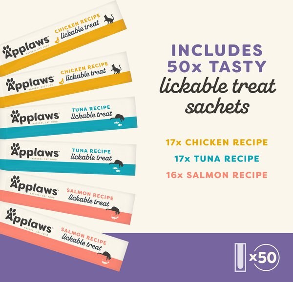 Applaws Chicken Variety Pack Selection Lickable Cat Treats, 0.5-oz pouch, 50 count
