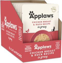 Applaws Chicken with Duck Flakes in Gravy Wet Cat Food, 2.47-oz, case of 12