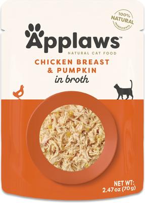 Show full view: Applaws Chicken with Pumpkin Bits in Broth Wet Cat Food, 2.47-oz pouch, case of 12 slide 9 of 11