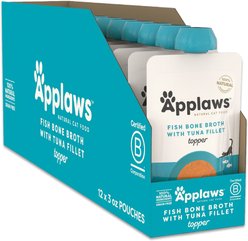 Applaws Fish Bone Broth with Tuna Fillet in Broth Wet Cat Food, 3-oz pouch, case of 12 slide 1 of 7