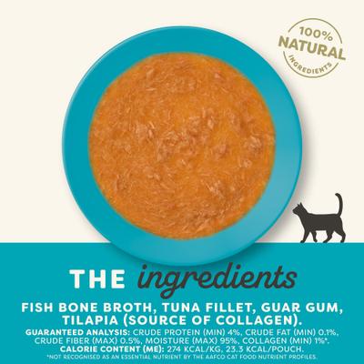 Show full view: Applaws Fish Bone Broth with Tuna Fillet in Broth Wet Cat Food, 3-oz pouch, case of 12 slide 3 of 9