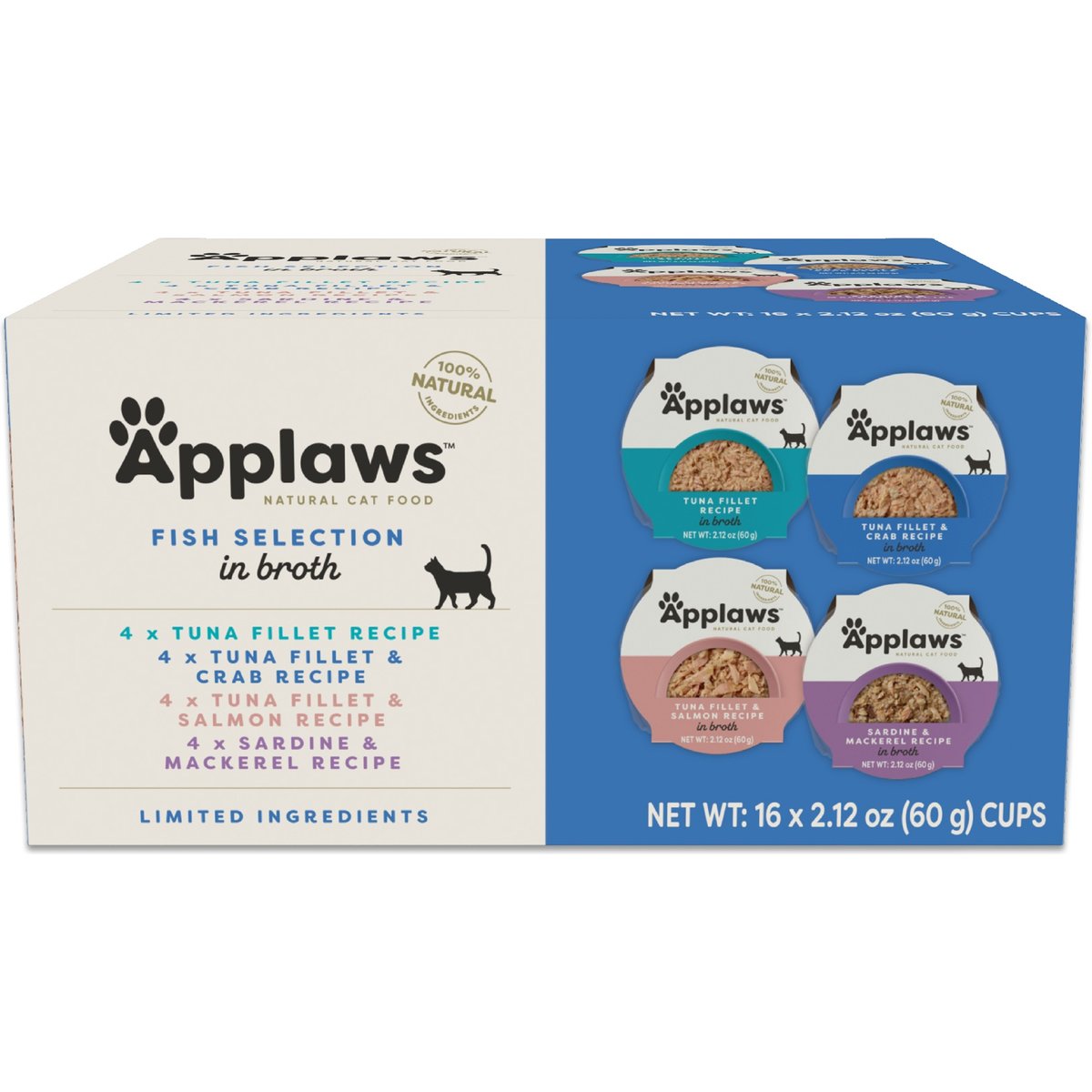 Applaws Fish Broth Selection Grain-Free Wet Cat Food, 2.12-oz can, case of 16