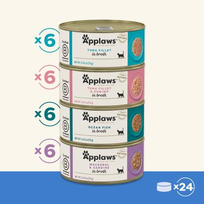 Show full view: Applaws Fish Broth Variety Pack Wet Cat Food, 2.47-oz, case of 24 slide 8 of 10