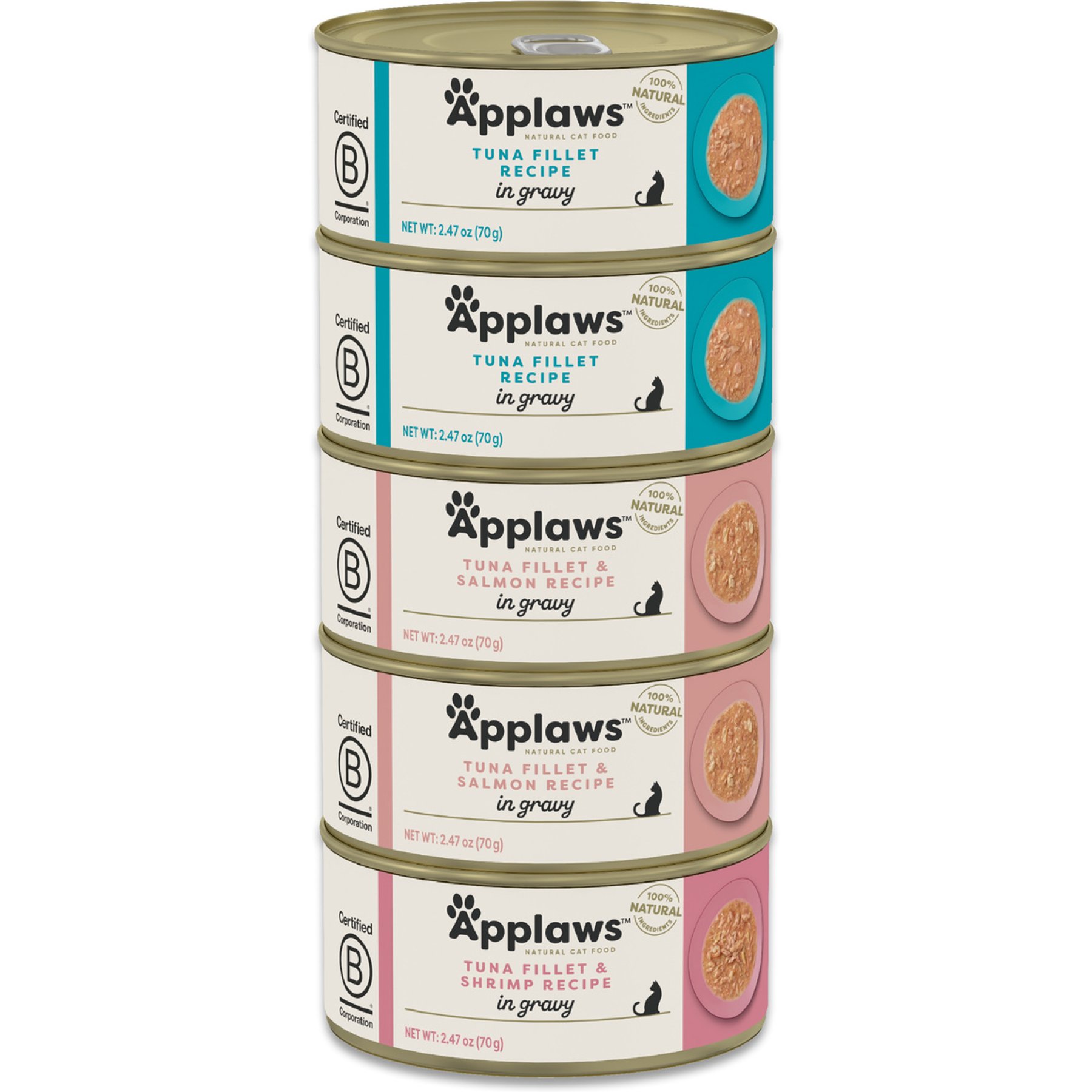 Applaws Fish Selection in Gravy Adult Tuna Wet Cat Food, 2.47-oz can, 5 count