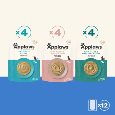 Show full view: Applaws Fish Selection Mousse Variety Pack Limited Ingredient Wet Cat Food, 2.47-oz pouch, case of 12 slide 6 of 10