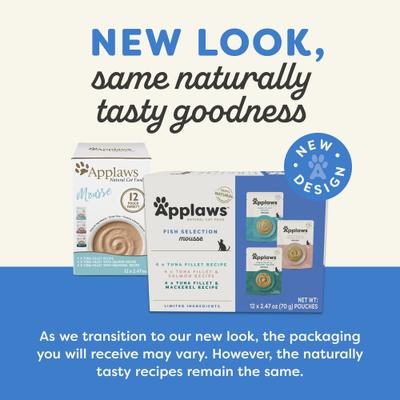 Show full view: Applaws Fish Selection Mousse Variety Pack Limited Ingredient Wet Cat Food, 2.47-oz pouch, case of 12 slide 3 of 10