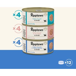 Applaws Fish Variety Pack in Broth Limited Ingredient Canned Wet Cat Food, 2.47-oz can, case of 12