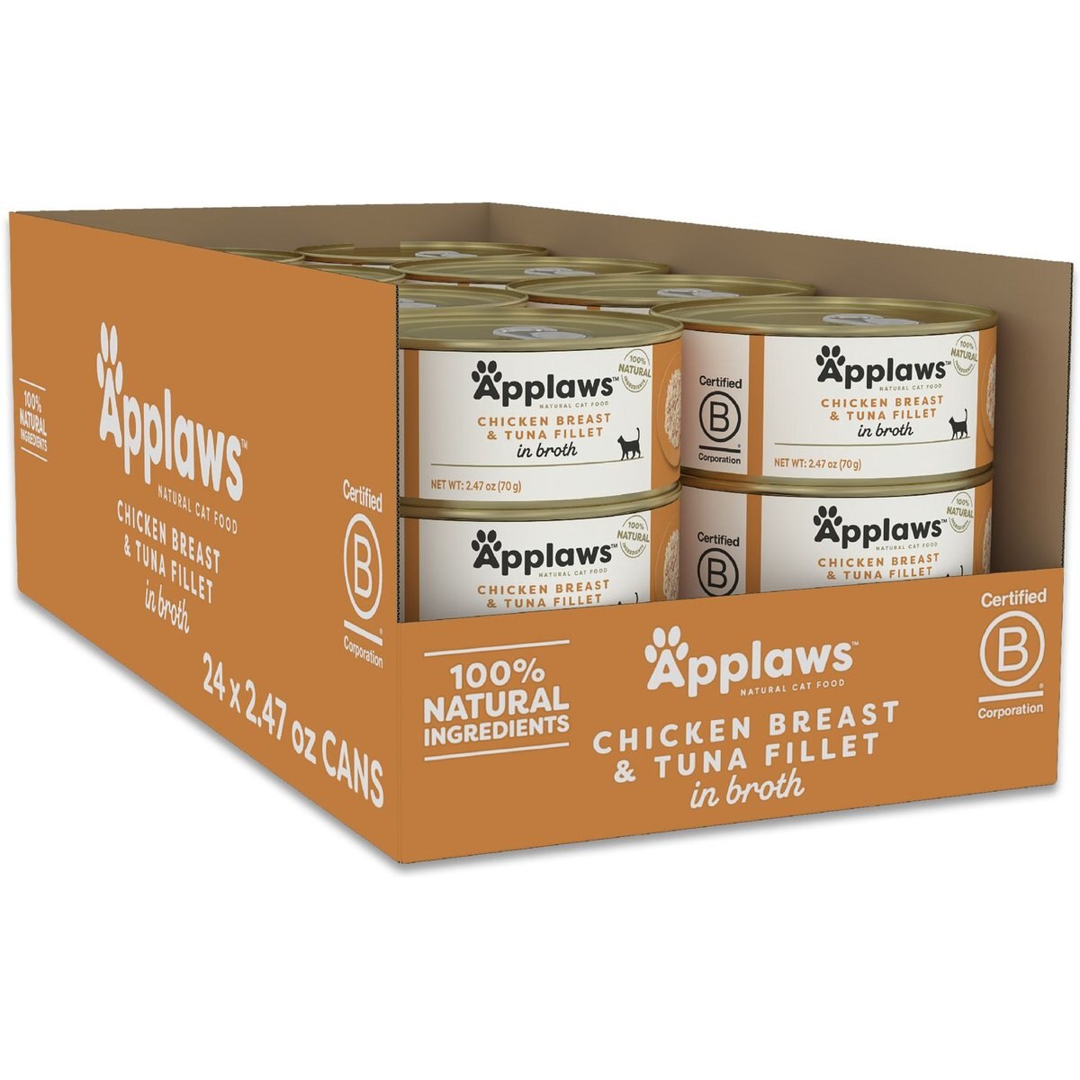 Applaws Limited Ingredient Chicken & Tuna in Broth Canned Wet Cat Food, 2.47-oz can, case of 24