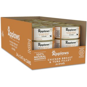 Applaws Limited Ingredient Chicken & Tuna in Broth Canned Wet Cat Food, 2.47-oz can, case of 24