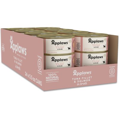 Applaws Applaws Limited Ingredient Tuna & Salmon in Broth Canned Wet Cat Food, 5.5-oz can, case of 24