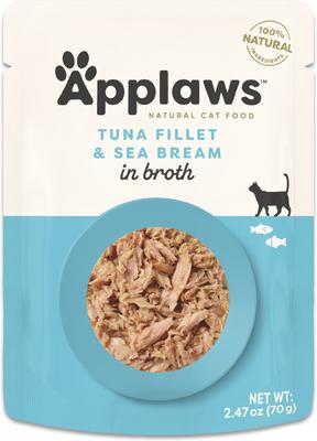 Show full view: Applaws Natural Tuna Fillet with Sea Bream in Broth Wet Cat Food, 2.47-oz pouch, case of 12 slide 9 of 10