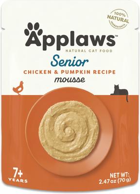 Show full view: Applaws Senior Chicken & Pumpkin Recipe Mousse Grain-Free Wet Cat Food, 2.47-oz pouch, case of 12 slide 8 of 9