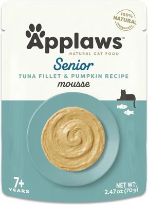 Show full view: Applaws Senior Tuna Fillet & Pumpkin Recipe Mousse Grain-Free Wet Cat Food, 2.47-oz pouch, case of 12 slide 8 of 10