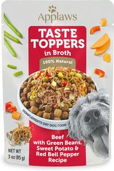 Applaws Taste Toppers Beef, Green Beans, Pepper & Sweet Potato in Broth Wet Dog Food Topper, 3-oz pouch, case of 12