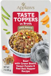 Applaws Taste Toppers Beef, Green Beans, Pepper & Sweet Potato in Broth Wet Dog Food Topper, 3-oz pouch, bundle of 24