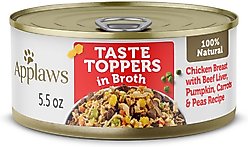 Applaws Taste Toppers Chicken Breast with Beef Liver, Pumpkin, Peas & Carrots in Broth Natural Wet Dog Food, 5.5-oz pouch, case of 12