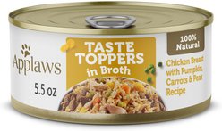 Applaws Taste Toppers Chicken Breast with Pumpkin, Peas & Carrots in Broth Natural Wet Dog Food, 5.5-oz pouch, case of 12